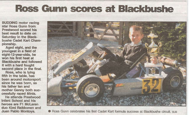 Newspaper clip about Ross is karting king